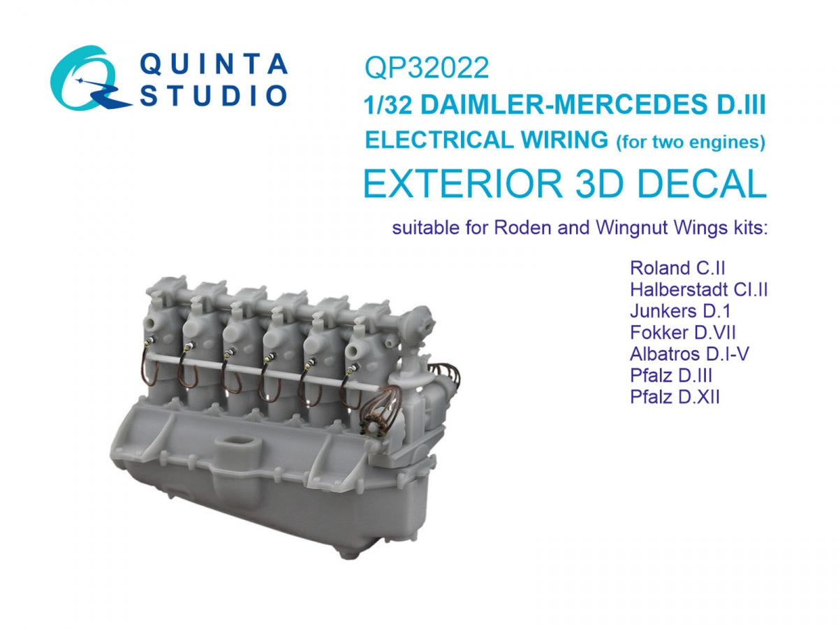Quinta Studio QP32022 DAIMLER-MERCEDES D.III Câblage électrique, pour Roland C.II, Albatros DI-V, Pfalz D.III/D.XII, Junkers D.1 etc (Wingnut Wings, Roden) 1/32