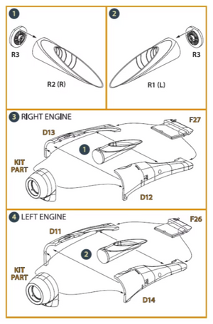 Clear Prop! CPA72046 OV-1 A/B/C/D Mohawk exhaust set for CP kit 1/72 – immagine 3