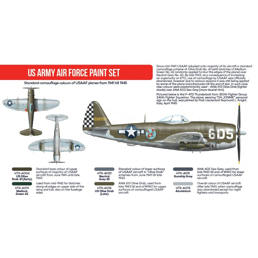 Hataka HTK-AS04.2 US Army Air Force paint set 6x17ml – immagine 2