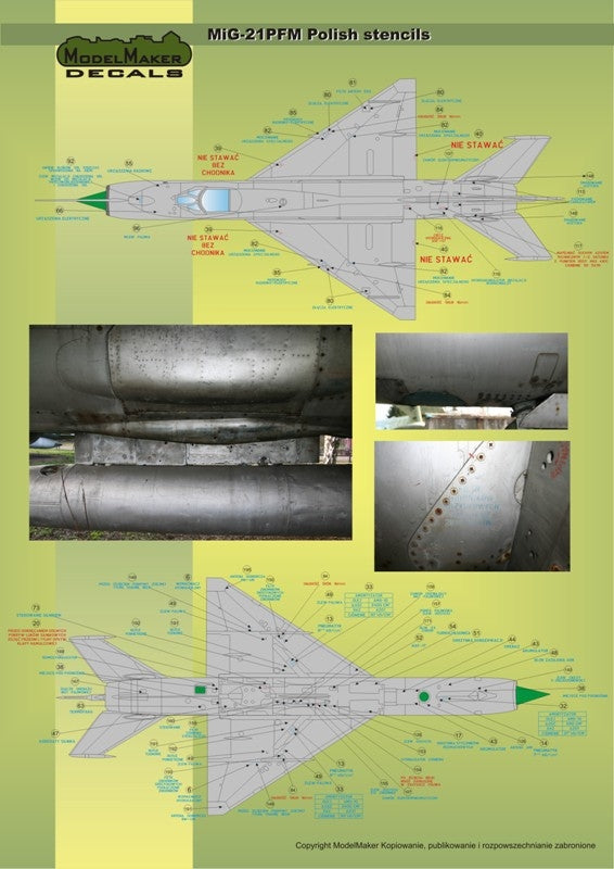 ModelMaker Decals D48020 MiG-21PFM/M/MF/bis/UM Polish stencils 1/48 – image 10