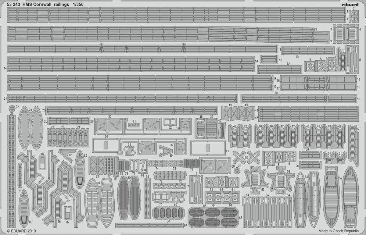 Eduard 53243 Rambardes du HMS Cornwall 1/350 TRUMPETER