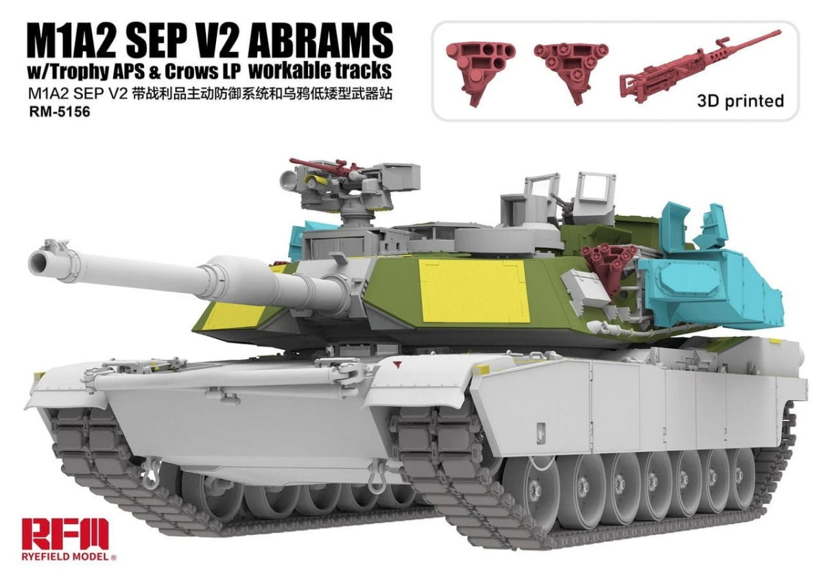 Rye Field Model 5156 M1A2 SEP v2 Abrams w/ Trophy APS &amp; CROWS LP Workable Tracks 1/35