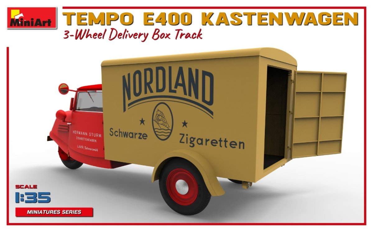 MiniArt 38047 TEMPO E400 KASTENWAGEN 3-WHEEL DELIVERY BOX TRACK 1/35 – immagine 7
