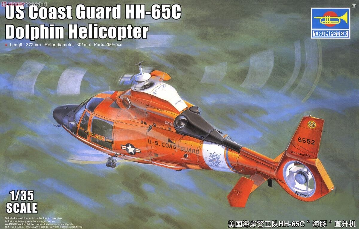 Trumpeter 05107 Hélicoptère HH-65C Dolphin de la Garde côtière américaine, échelle 1/35 