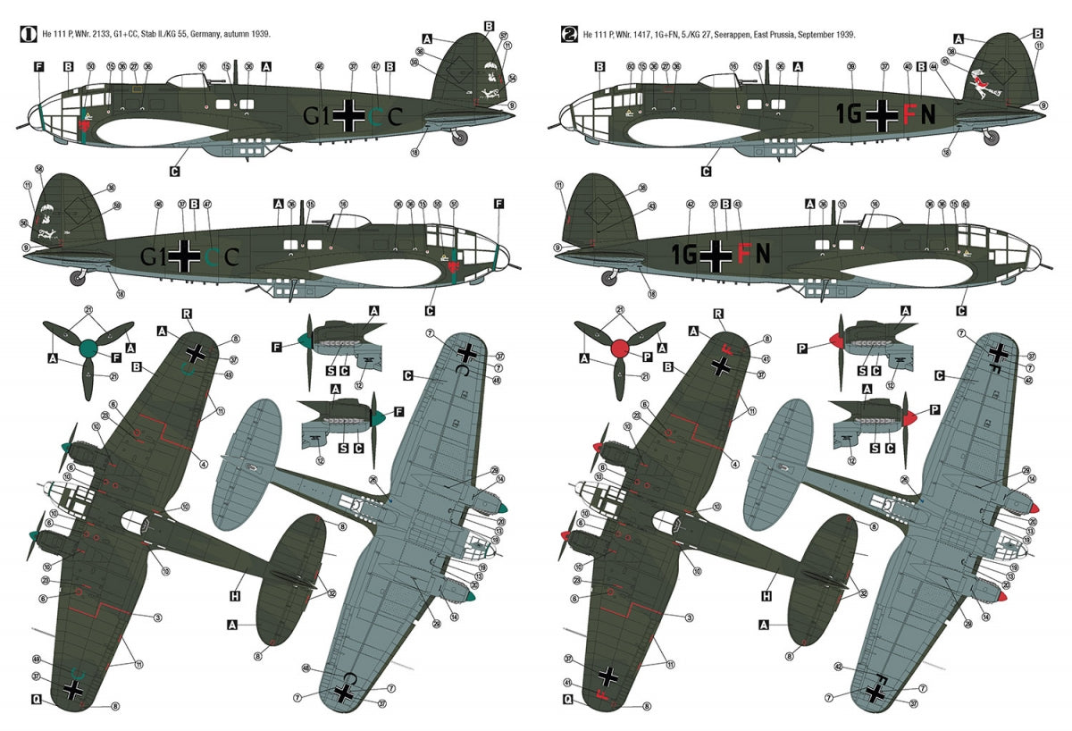 Hobby 2000 72076 Heinkel He 111 P Outbreak of War 1939 ( HASEGAWA + CARTOGRAF + MASKI ) 1/72 – immagine 2