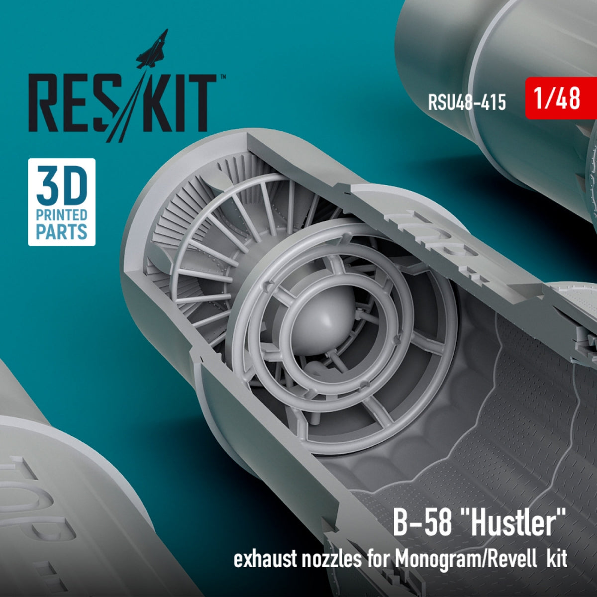 RESKIT RSU48-0415 B-58 &amp;quot;Hustler&amp;quot; exhaust nozzles for Monogram/Revell kit (3D Printed) 1/48 – immagine 2