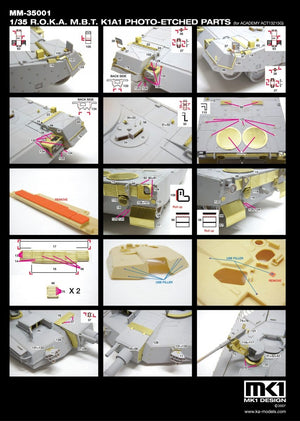 MK1 Design MM-35001 R.O.K.A K1A1 DETAIL-UP ETCHED PARTS 1/35 – immagine 3