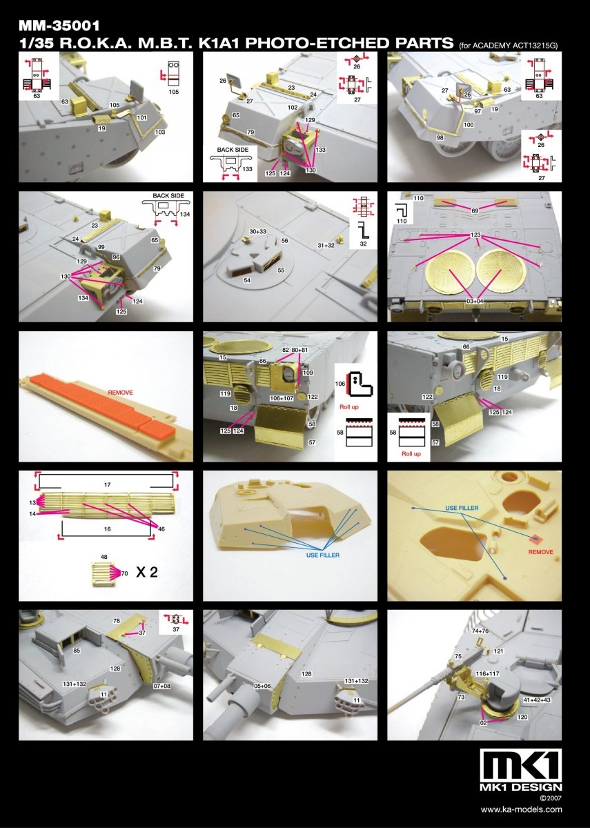 MK1 Design MM-35001 R.O.K.A K1A1 DETAIL-UP ETCHED PARTS 1/35 – immagine 3
