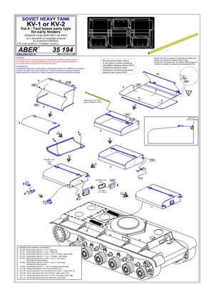 Aber 35194 Russian heavy tank KV-1, KV-2 - vol. 4 - additional set - tool boxes early type for early fenders 1/35 – immagine 5