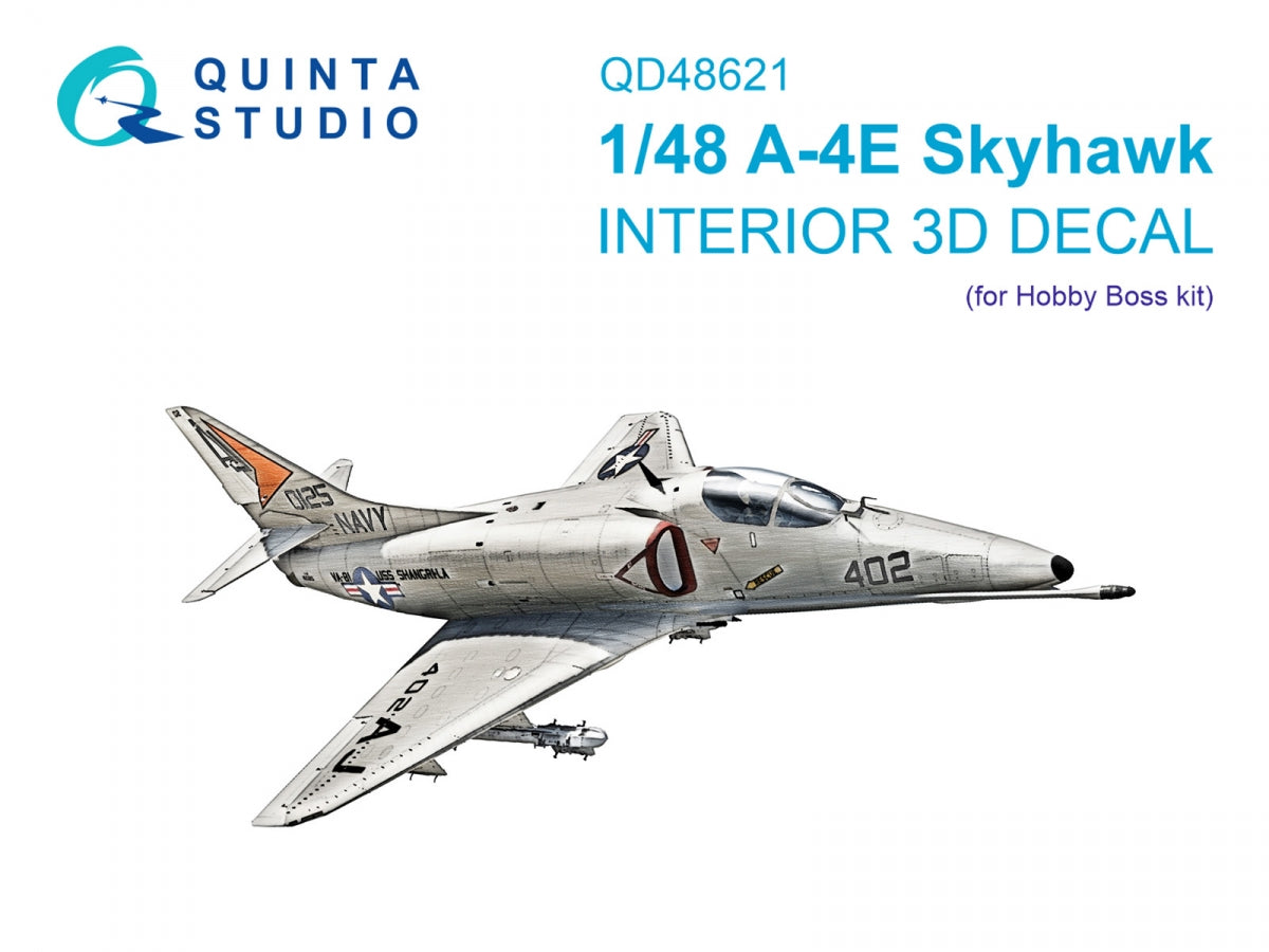 Quinta Studio QD48621 A-4E Skyhawk 3D-Printed &amp; coloured Interior on decal paper ( Hobby Boss ) 1/48