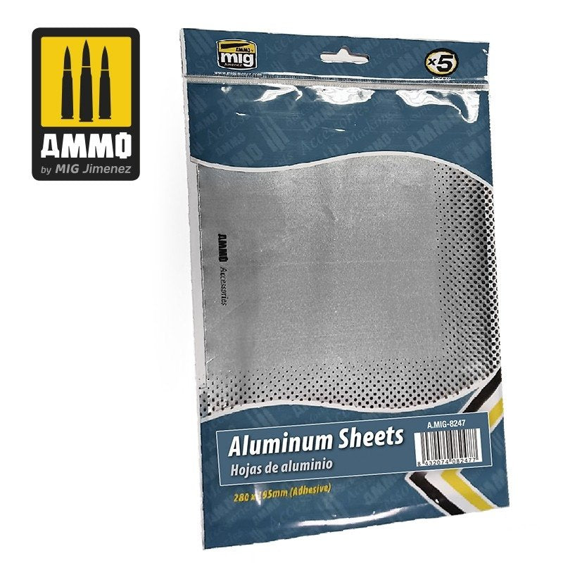 AMMO of Mig Jimenez 8247 ALUMINIUM SHEETS 280x195 mm