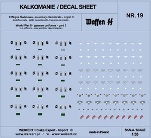 Weikert Decals DEC219 German uniforms - tabs, shoulder boards, cap insignia - WAFFEN SS - ver.3 - vol.19 1/35