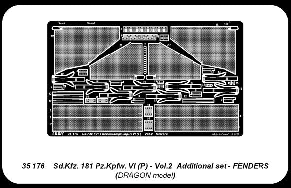 Aber 35176 Sdkfz.181 Pzkpfw.VI (P) vol.2 - Additional set Fenders 1/35 – Bild 2
