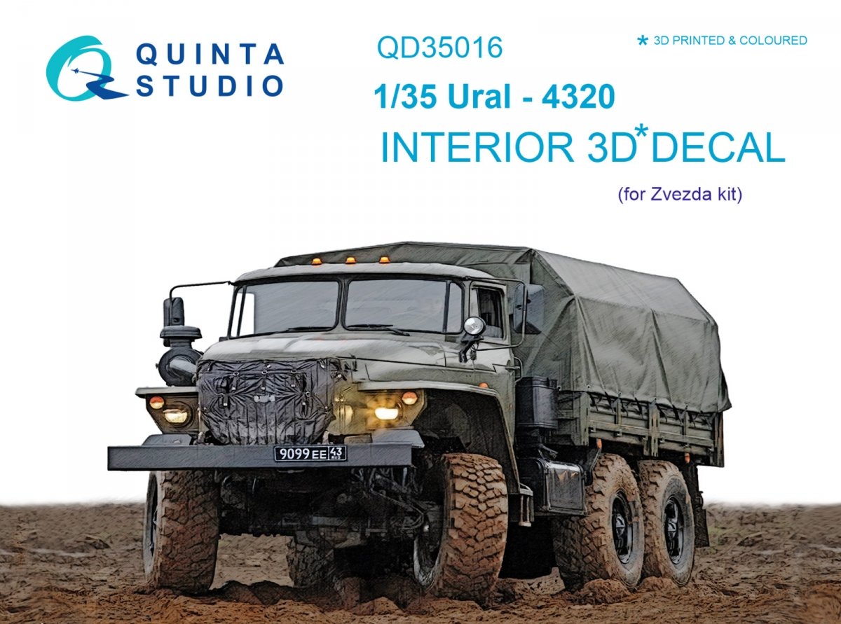 Quinta Studio QD35016 Ural-4320 3D-Printed &amp;amp; coloured Interior on decal paper (for Zvezda kit) 1/35