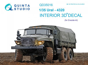 Quinta Studio QD35016 Ural-4320 3D-Printed &amp;amp; coloured Interior on decal paper (for Zvezda kit) 1/35