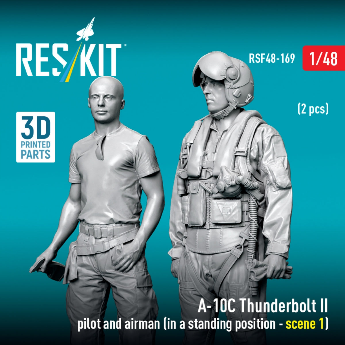 RESKIT RSF48-0169 A-10C Thunderbolt II pilot and airman (in a standing position - scene 1) (2 pcs) (3D Printed) 1/48