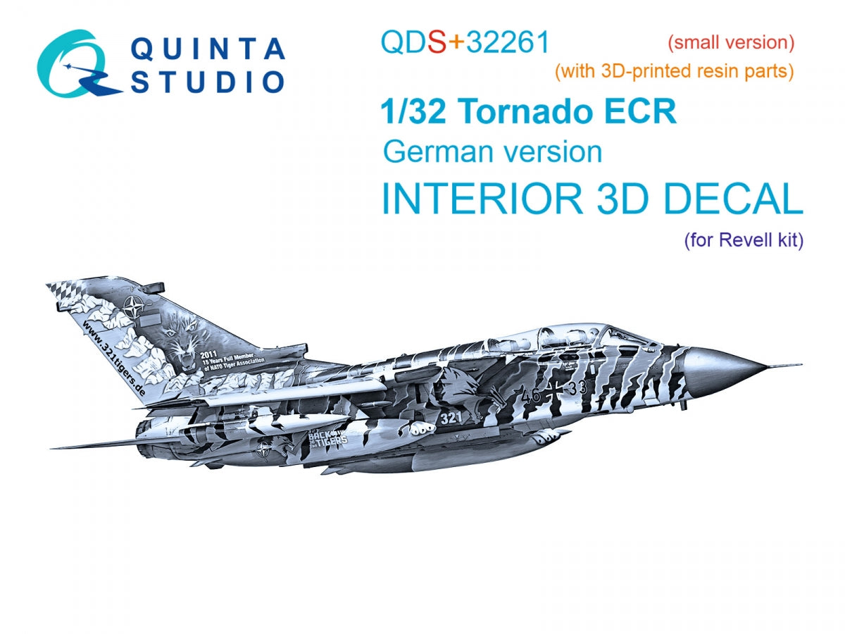 Quinta Studio QDS+32261 Tornado ECR German 3D-Printed &amp; coloured Interior on decal paper (Revell) (Small version) (with 3D-printed resin parts) 1/32