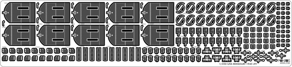Pontos 35026FB USS BB-63 Missouri 1945 Detail Up Set (Deck Blue 20B stained wooden deck) 1/350 – immagine 18