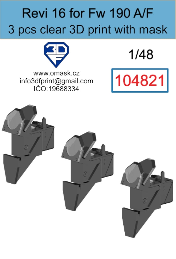 Omask 104821 Revi 16 for Fw 190 A/F Clear 3D Print (3 pcs) 1/48 – immagine 2