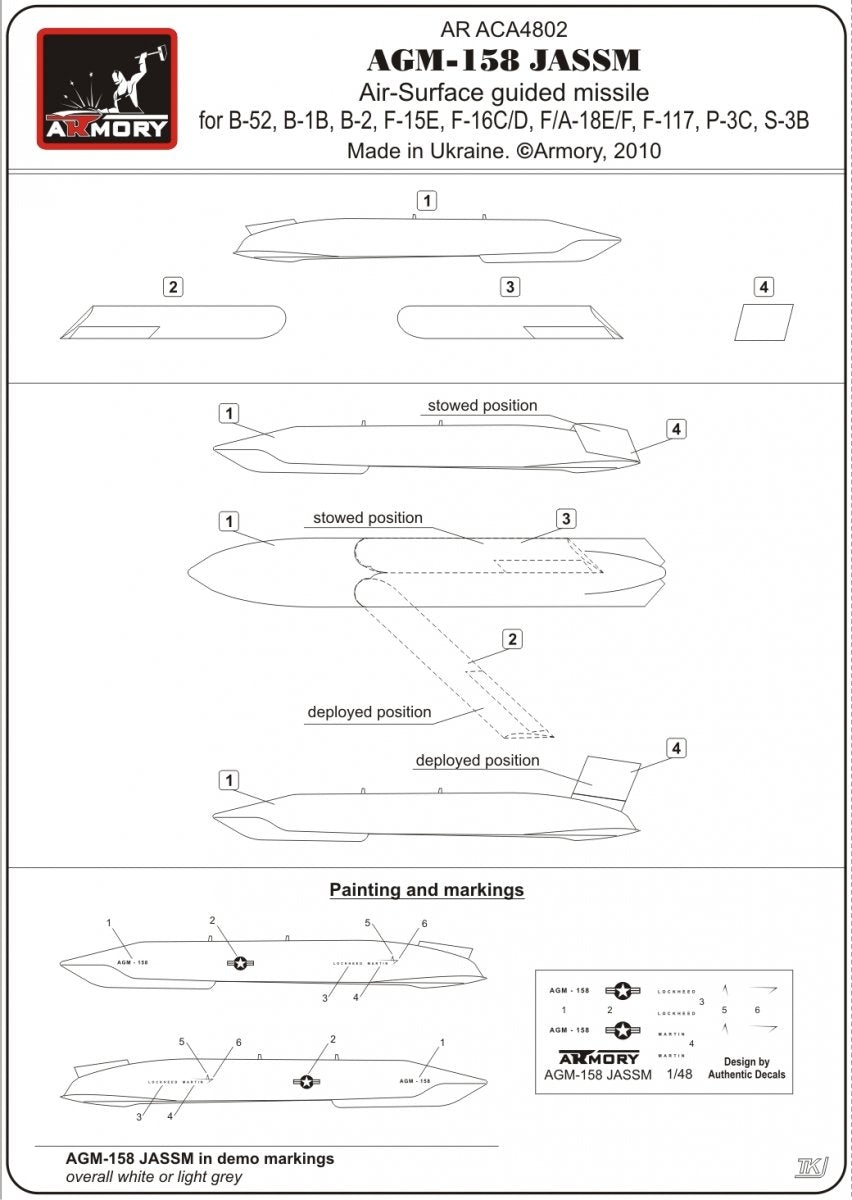 Armory Models ACA4802 AGM-158 JASSM US Air-Ground guided missile 1/48 – immagine 3
