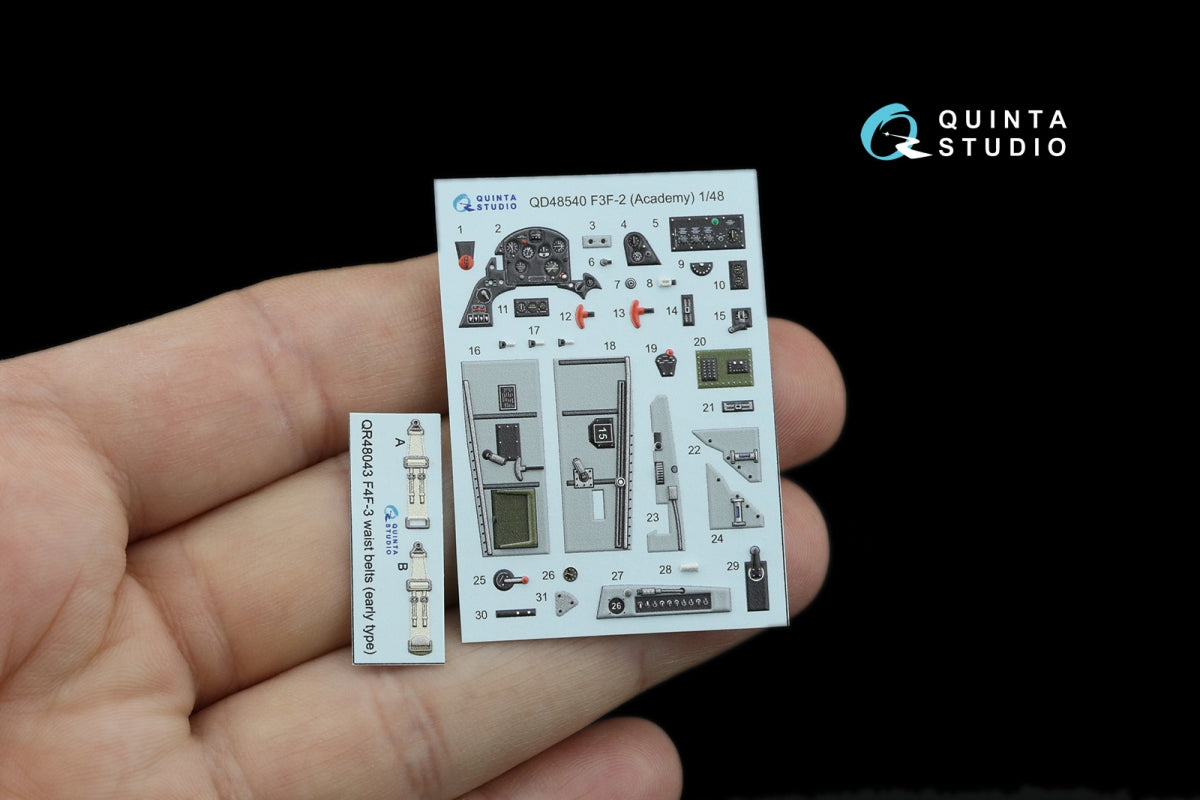 Quinta Studio QD48540 F3F-2 3D-Printed &amp;amp; coloured Interior on decal paper (Academy/Accurate Miniatures) 1/48 – Bild 4