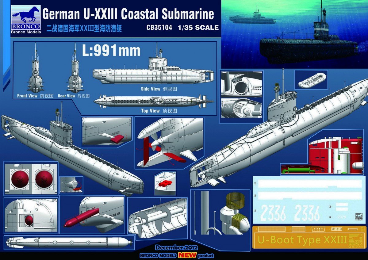 Bronco CB35104 German Type XXIII U-Boat Coastal Submarine 1/35 – immagine 2