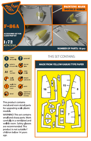 Clear Prop! CPA72162 F-86A double-sided painting mask on &amp;quot;yellow kabuki paper&amp;quot; for CP kits 1/72 – Bild 2