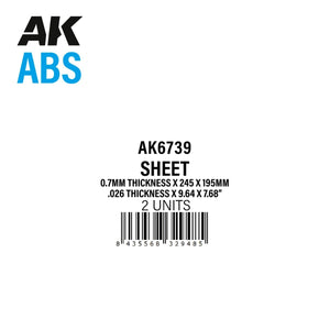 AK Interactive AK6739 0.7MM THICKNESS X 245 X 195MM – ABS SHEET – 2 UNITS PER BAG – immagine 2