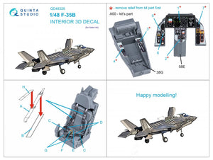 Quinta Studio QD48326 F-35B 3D-Printed &amp;amp; coloured Interior on decal paper (Italeri) 1/48 – imagen 8