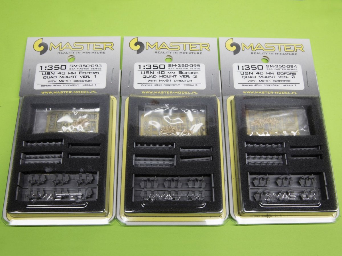 Master SM-350-095 USN 40 mm/56 Bofors quadruple mount ver.3 / with Mk-51 director - (resin, PE and turned parts) - (6pcs) 1/350 – imagen 6
