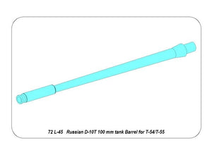 Aber 72L-45 Lufa 100 mm D-10T do T-54/55 / Russian 100 mm D-10T tank barrel for T-54/55 1/72 – immagine 4