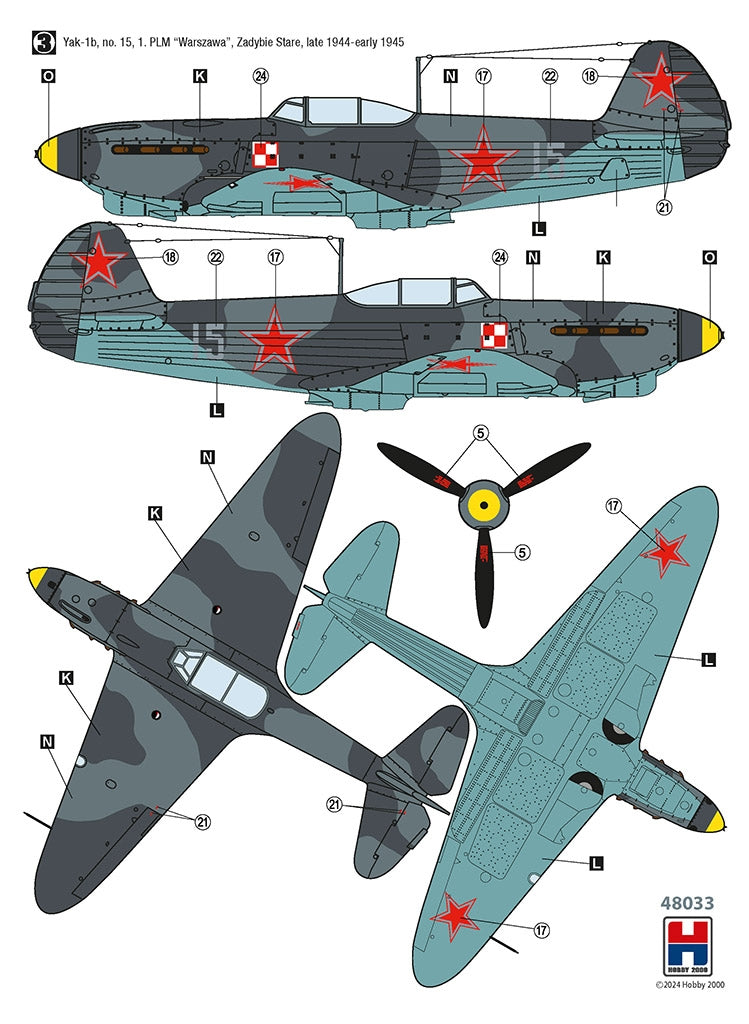Hobby 2000 48033 Yak-1b 1. PLM Warszawa 1944-45 ( ACADEMY + CARTOGRAF + MASKI ) 1/48 – Bild 3