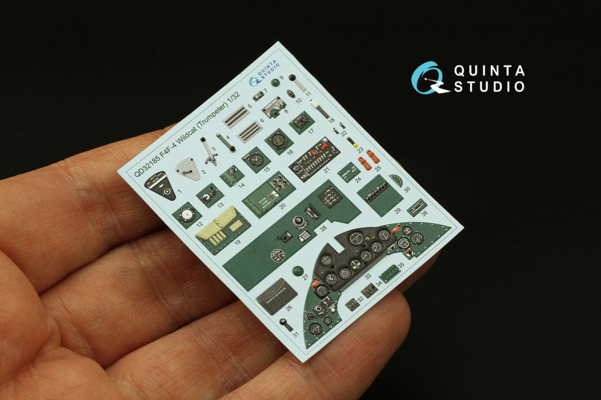Quinta Studio QD32185 F4F-4 Wildcat 3D-Printed coloured Interior on decal paper (Trumpeter) 1/32 – immagine 4