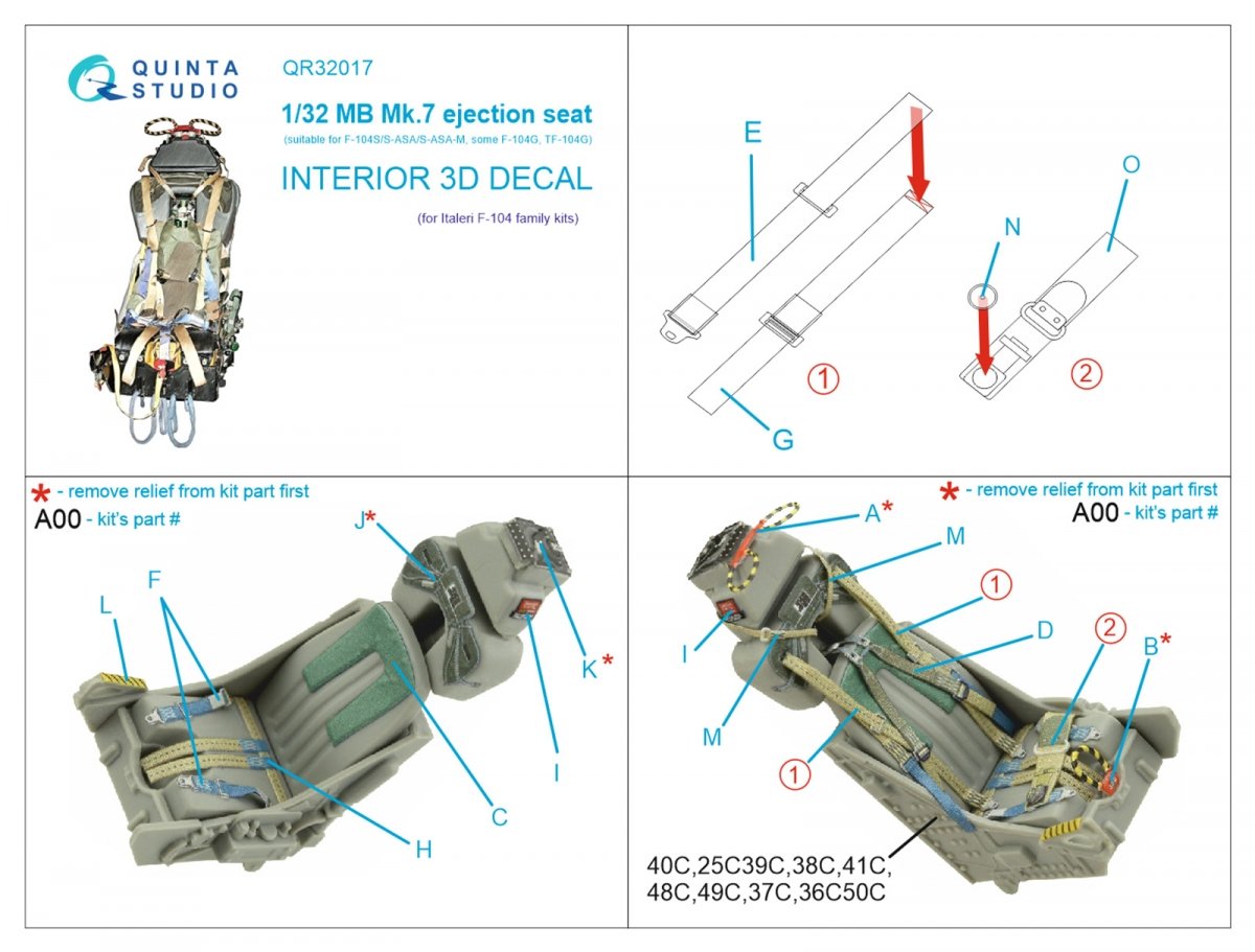 Quinta Studio QR32017 MB Mk.7 seat for F-104 family (Italeri) 1/32 – immagine 2