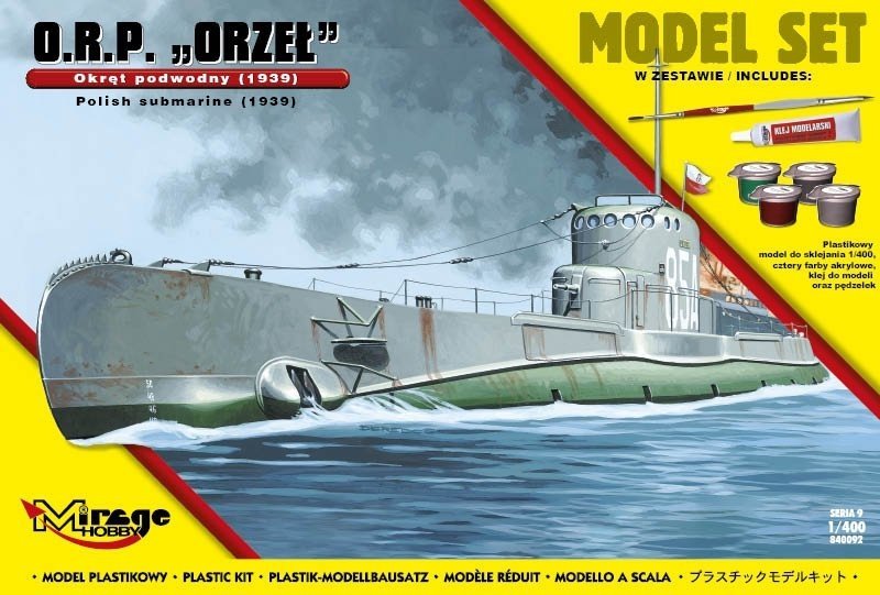 Mirage Hobby 840092 ORP &amp;#39;ORZEŁ&amp;#39; Polish Submarine 1939 1/400 Model set
