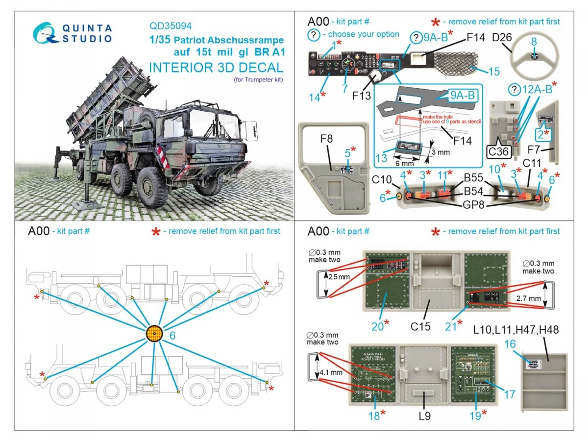 Quinta Studio QD35094 Patriot Abschussrampe auf 15t mil gl BR A1 3D-Printed &amp;amp; coloured Interior on decal paper (Trumpeter) 1/35 – Bild 14
