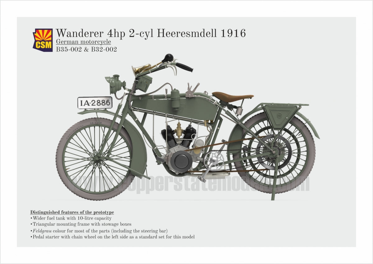 Copper State Models B32-002 Wanderer 4PS 1916 Motorcycle 1/32 – zdjęcie 8