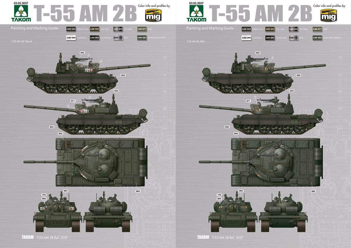 Hobby 2000 35002 T-55AM2B &amp;quot;Kladivo&amp;quot; (w/bonus 4 painting and marking ) 1/35 – immagine 4