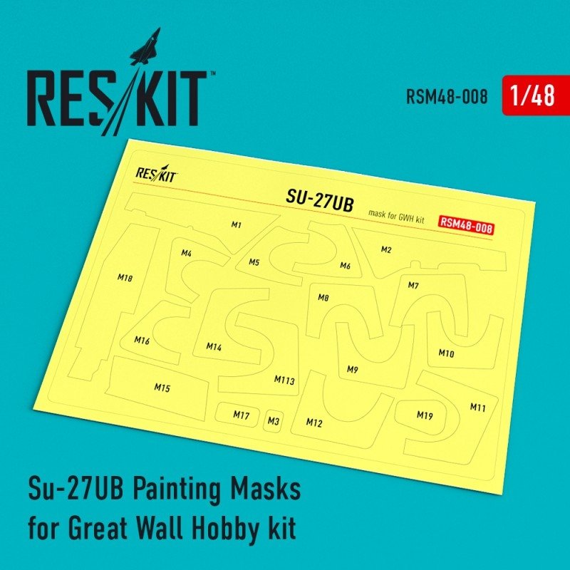 Masques de peinture RESKIT RSM48-0008 Su-27UB pour maquette Great Wall Hobby au 1/48