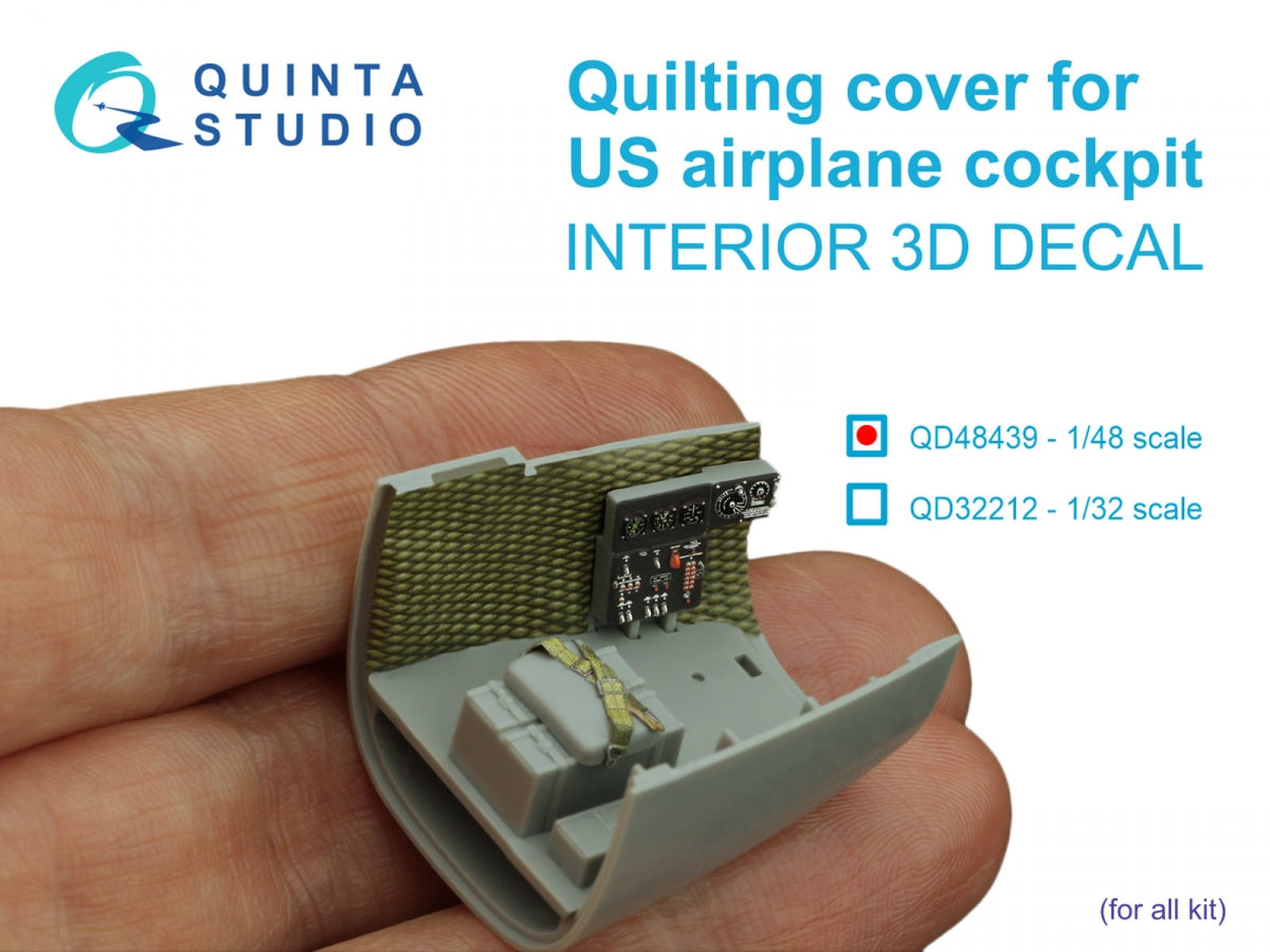 Quinta Studio QD48439 Housse matelassée pour cockpit d&amp;#39;avion américain. Intérieur coloré imprimé en 3D sur papier décalcomanie (Tous les kits) 1/48 – image 5