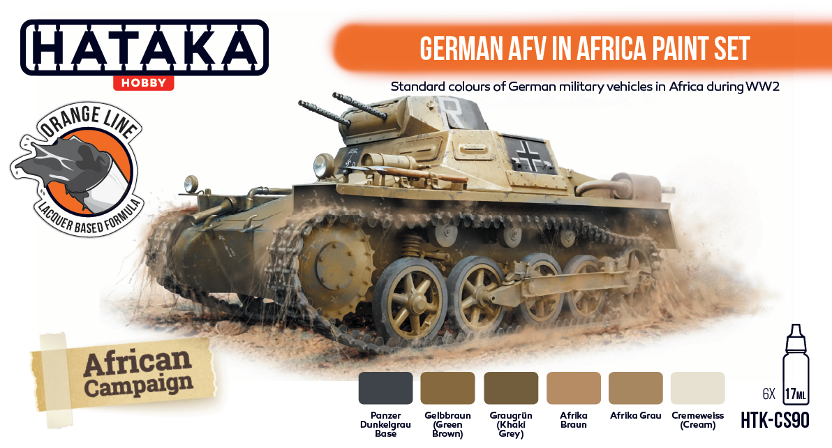 Hataka HTK-CS90 ORANGE LINE – German AFV in Africa paint set 6x17ml – immagine 2