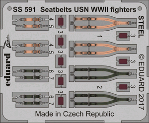Ceintures de sécurité Eduard SS591 pour avions de chasse USN de la Seconde Guerre mondiale, acier, échelle 1/72