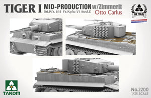 Takom 2200 Tiger I Mid Production w/zimmerit Sd.Kfz. 181 Pz.Kpfw. VI Ausf. E Otto Carius 1/35 – image 3