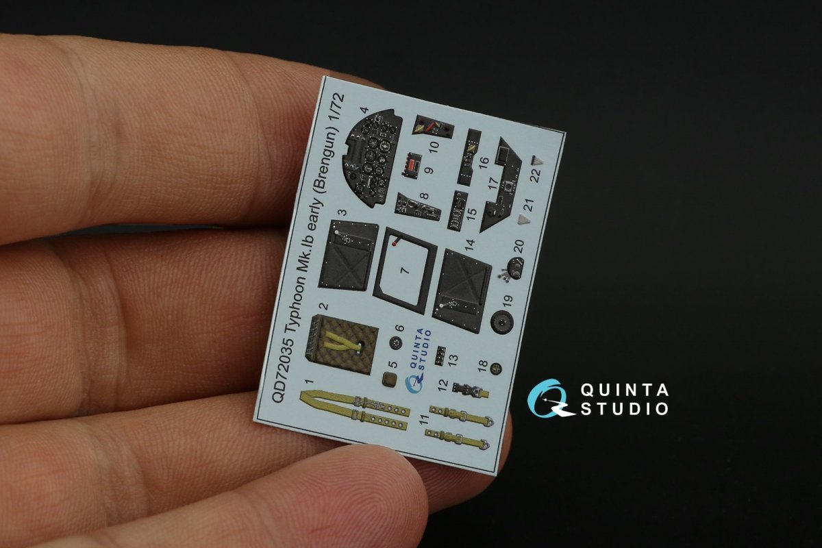 Quinta Studio QD72035 Hawker Typhoon Mk.1b (early) 3D-Printed &amp;amp; coloured Interior on decal paper (Brengun) 1/72 – Bild 10