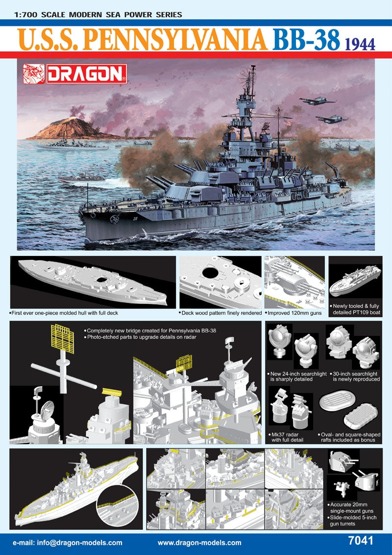 Dragon 7041 USS Pennsylvania BB-38 1944 1/700 – Bild 2