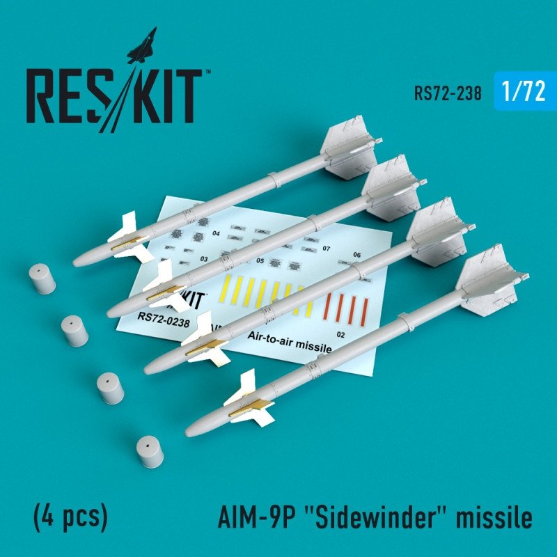 RESKIT RS72-0238 AIM-9P "Sidewinder" missile (4 PCS) 1/72
