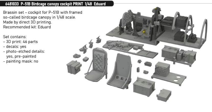 Eduard 6481033 P-51B Birdcage canopy cockpit PRINT EDUARD 1/48 – Bild 2