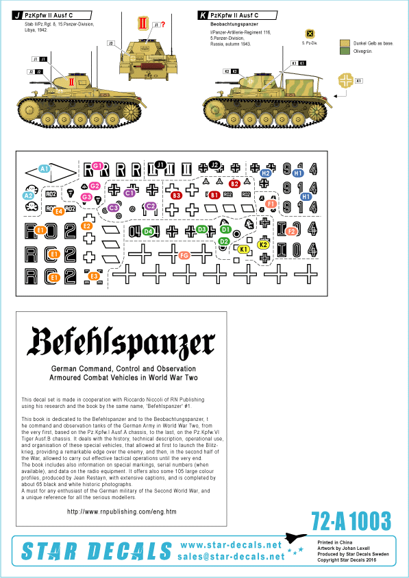Star Decals 72-A1003 Befehlspanzer # 1 1/72