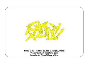 Aber 350L-32 Set of 20 pcs 0,5in (12,7mm) Vickers Mk.III machine gun barrels for Royal Navy ships 1/350 – immagine 5