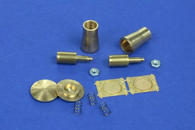 RB Model 35A08 Railroad round buffer turned and photo etch brass kit set contains two buffers 1/35 – immagine 3
